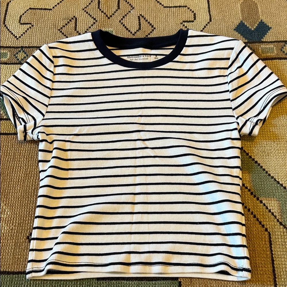 Abercrombie & Fitch Navy and White Striped Top